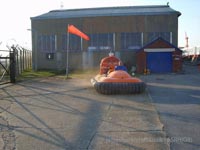 Association of Search and Rescue Hovercraft (Great Britain) - Pilot Dave Beard, a hoverheight test (Paul Hiseman).